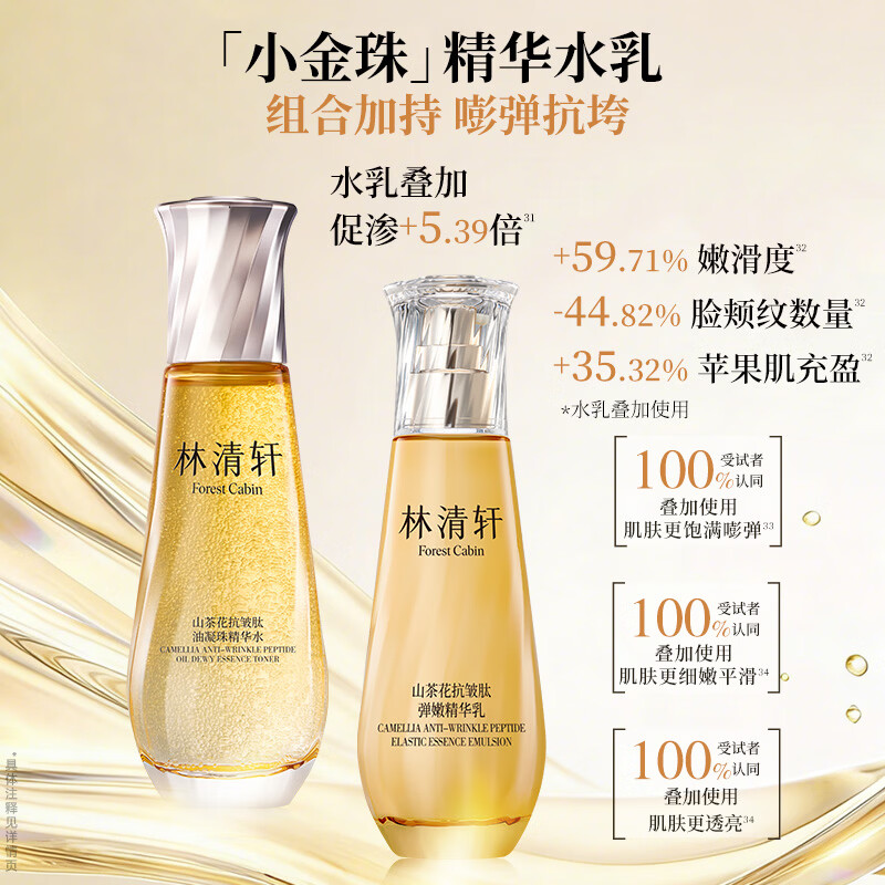 林清轩管栎同款2.0小金珠水乳套装 抗皱紧致护肤礼盒 商品图片4