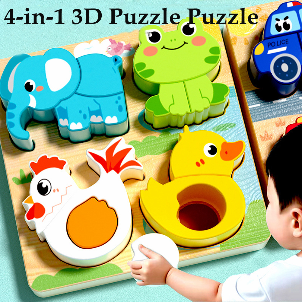 4-in-1 Wooden Animal 3D Puzzle for Early Learning and Cognitive Play product image 4