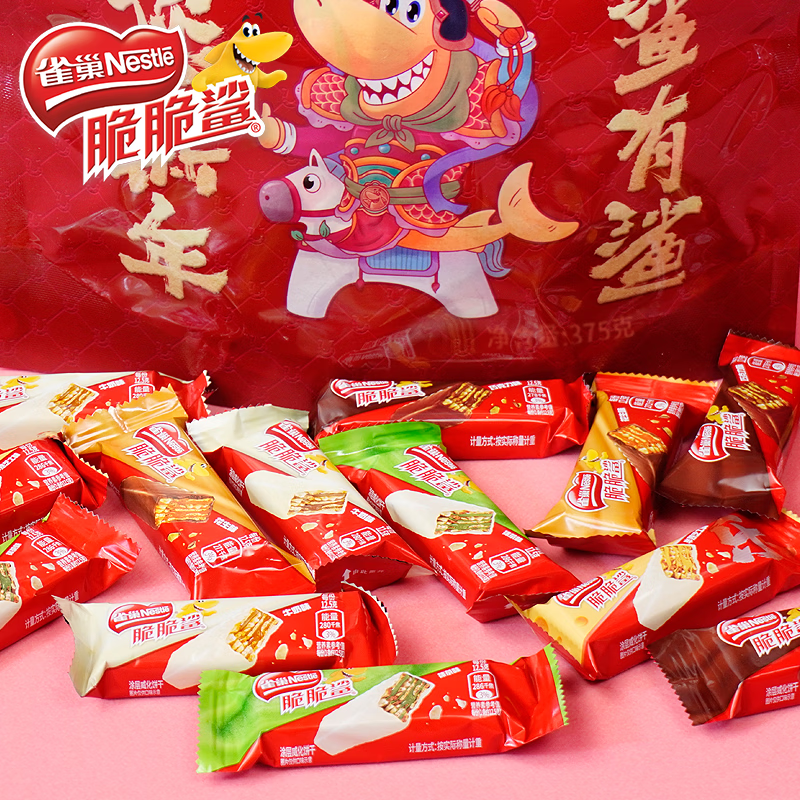 脆脆鲨巧克力威化饼干 625g袋装 学生零食充饥 商品图片3